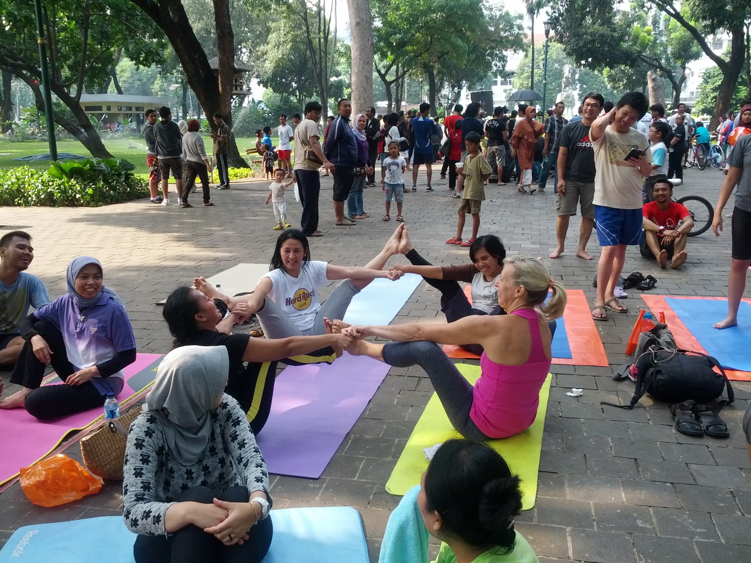 People connecting at a local social event
